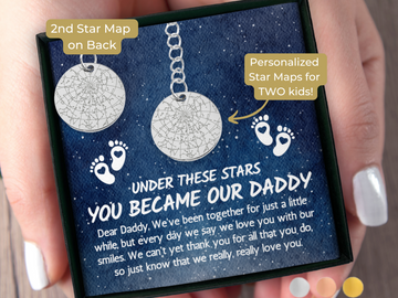 Daddy Gift from Kids Custom Star Map By Date Keychain