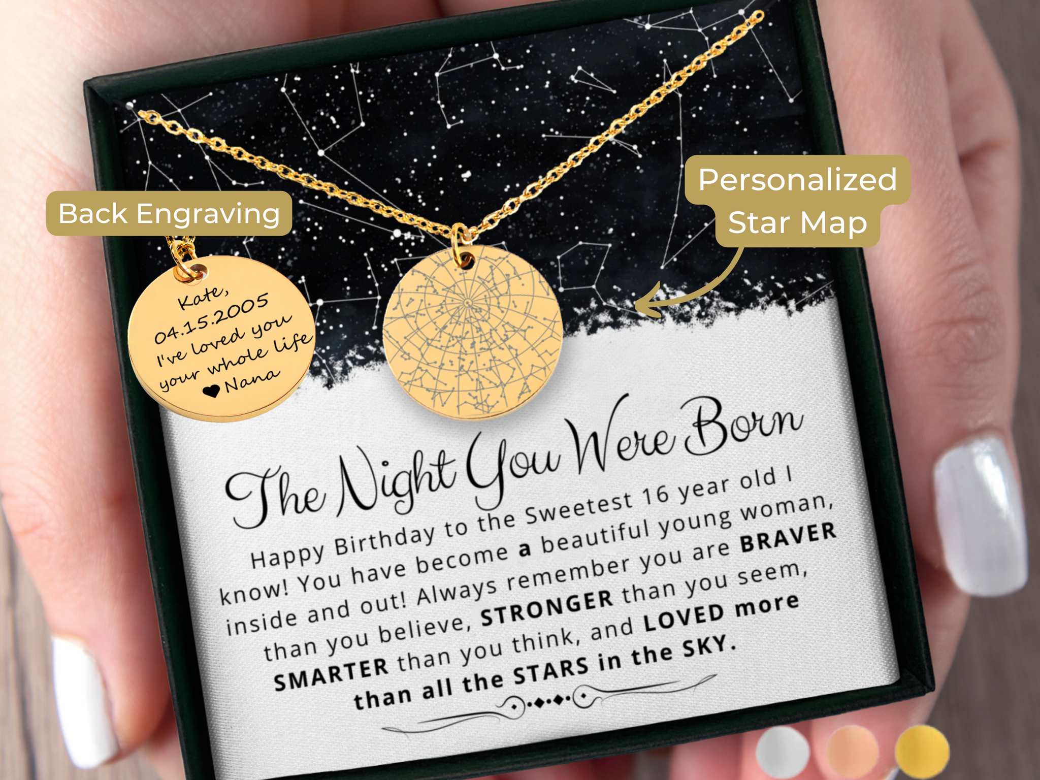 16th Birthday Gift Custom Star Map By Date Necklace