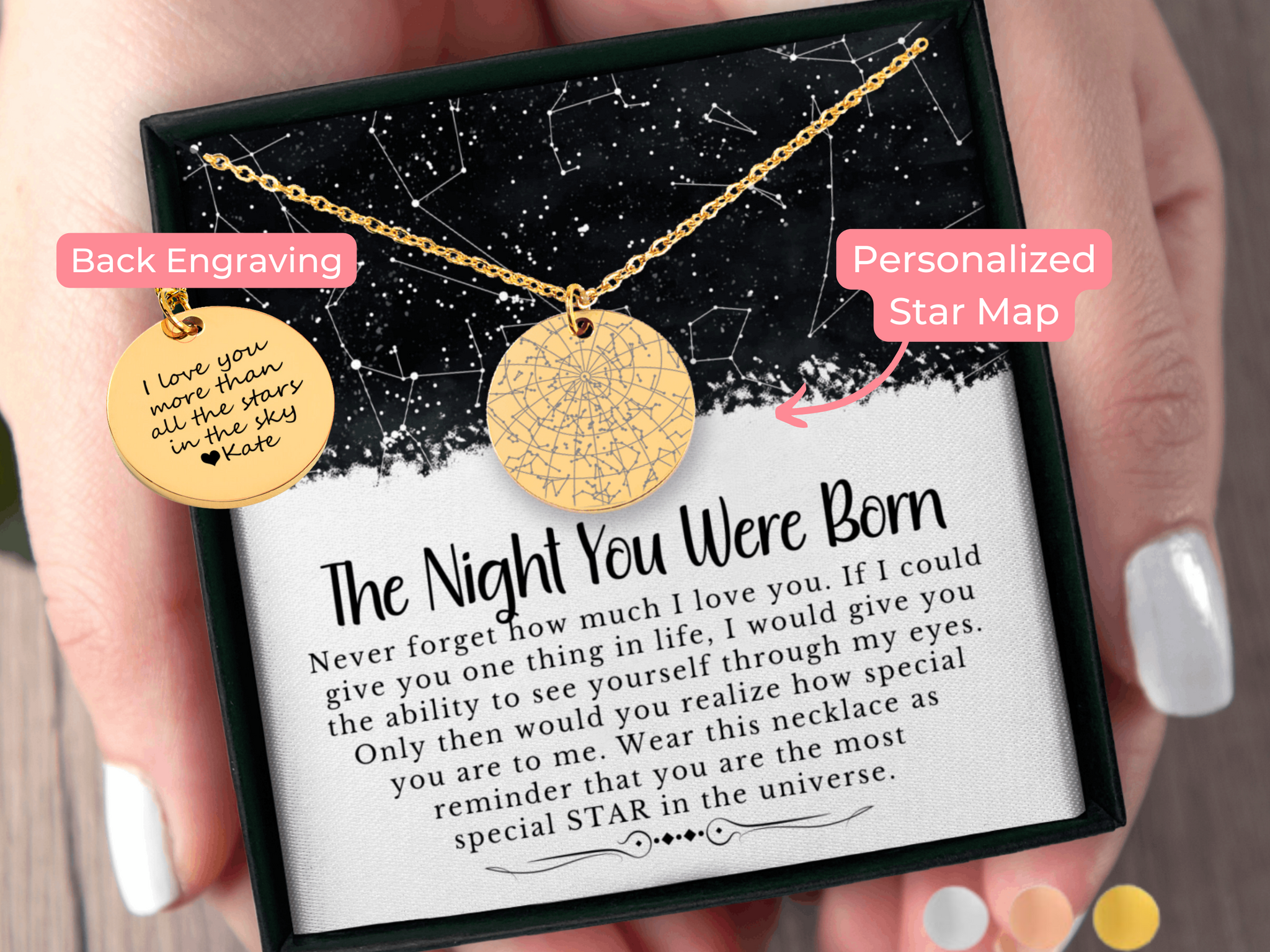 The Night You Were Born Custom Engraved Star Map By Date Necklace | Birthday Gift for Her