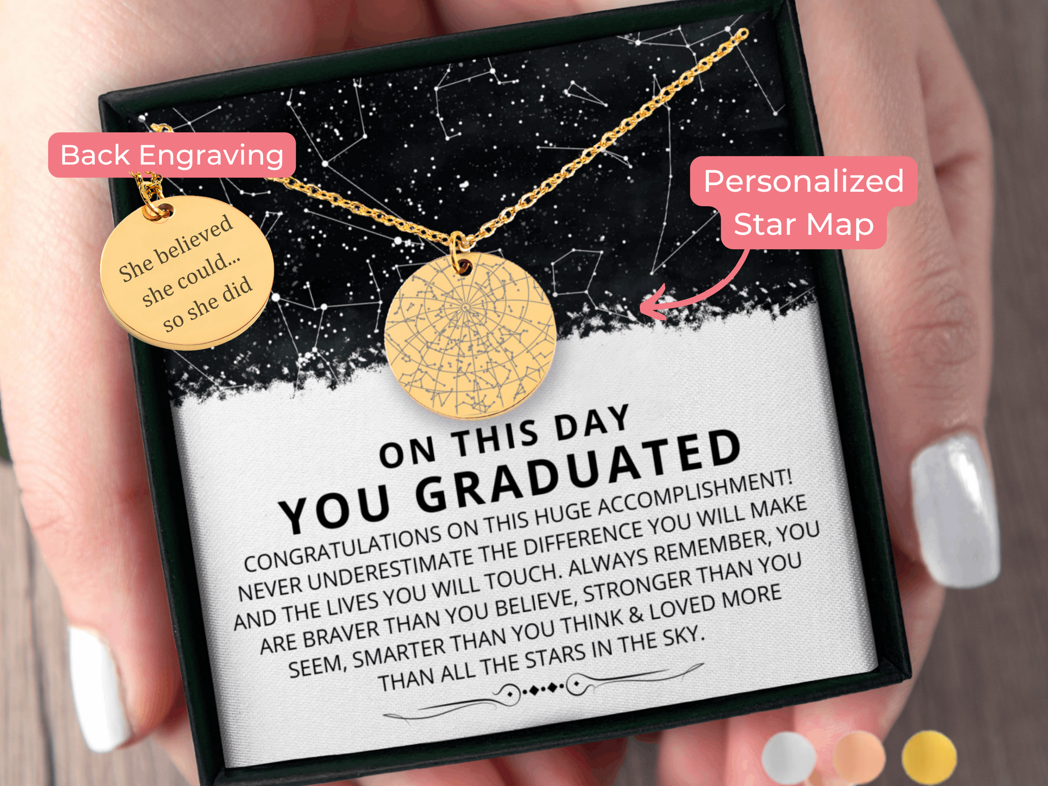 Graduation Gift for Her Custom Star Map By Date Necklace