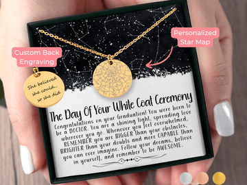 White Coat Ceremony Gifts Custom Star Map By Date Necklace