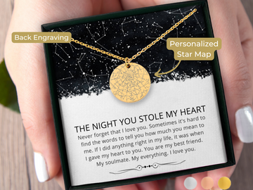 Lesbian Gift Custom Star Map Necklace One Year Anniversary Gift