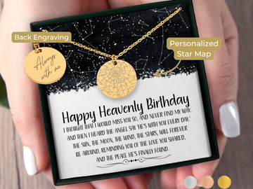 Husband, Father Son Memorial Gift Custom Star Map By Date Necklace