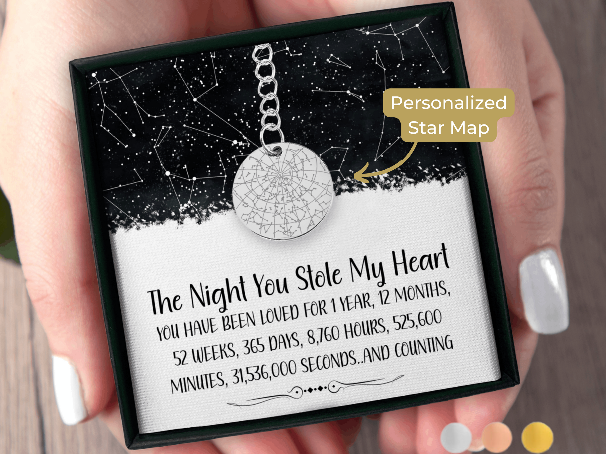 One Year Anniversary Custom Star Map By Date Keychain First Year Together | First Anniversary Gift | 1 Year Anniversary Gift For Husband, Wife, Girlfriend, Boyfriend