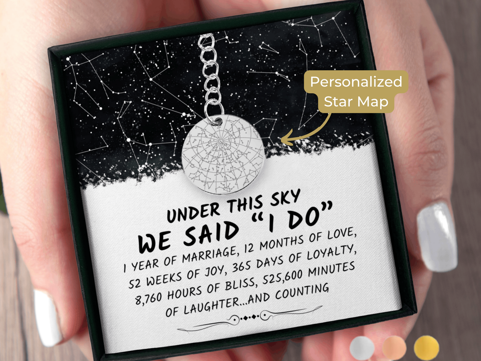 One Year Wedding Anniversary Custom Star Map By Date Keychain  | 1 Year Anniversary Gift For Husband | 1st Anniversary Gift