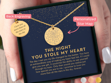 Custom Star Map by Date, Personalized Constellation Map, Star Map Necklace, Gifts for Couples, Engagement Gifts, Anniversary Gift for Her