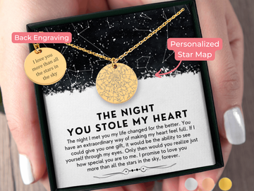 Personalized Star Map Necklace, Engraved Couples Gift for her, Constellation Chart, Steel Anniversary Gift for Wife or Girlfriend
