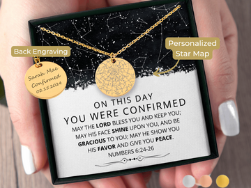 Confirmation Gift for Her Custom Star Map By Date Necklace