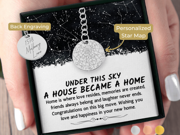 Housewarming Gift Custom Star Map By Date Keychain