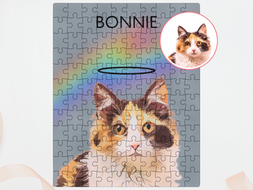 Rainbow Bridge Pet Personalized Puzzle | Rainbow-Bridge Gifts Cat Loss Gift, Dog Memorial Gift, Pet Loss Gift, Pet Keepsake