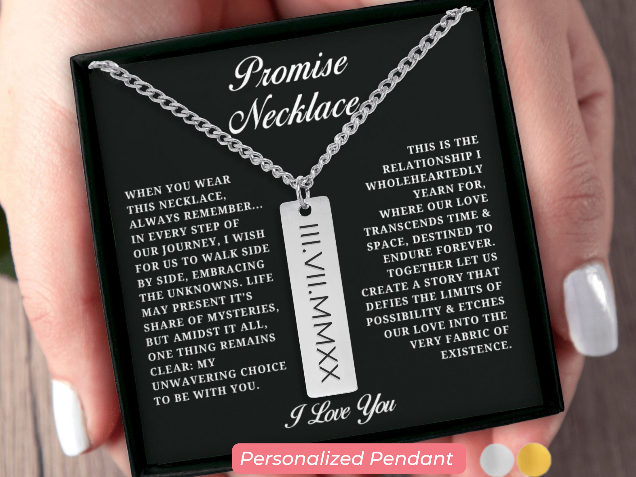 Promise Necklace For Him, Personalized Sentimental Gifts For Boyfriend BF To My Man Necklaces, Birthday Valentine Anniversary Gold Men Chain