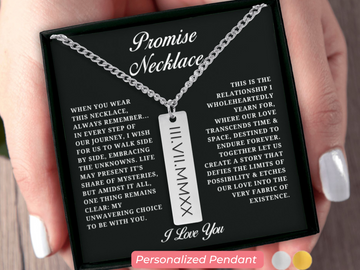Promise Necklace For Him, Personalized Sentimental Gifts For Boyfriend BF To My Man Necklaces, Birthday Valentine Anniversary Gold Men Chain