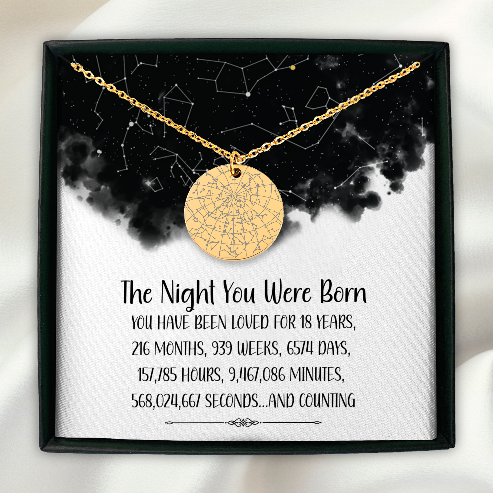 Bracelet | 18th Birthday Star Map By Date Gift For Daughter, Granddaughter, Niece, Best Friend, Bonus Daughter, Friendship Custom Gift Idea