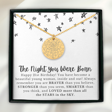 Milestone Bracelet | 21st Birthday Gift for Her Custom Star Map By Date, 21st Birthday Party Gift for Granddaughter, Niece, Daughter Gift