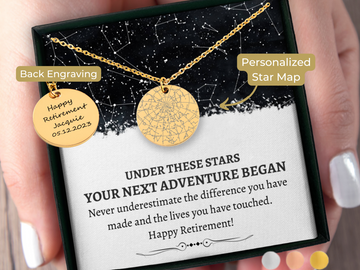 Retirement Gift for Her Custom Star Map By Date Necklace