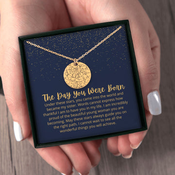 Custom Star Map By Date Necklace for Sister | Gift for Sister