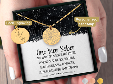 One Year Sober Custom Star Map By Date Necklace Sobriety Gift