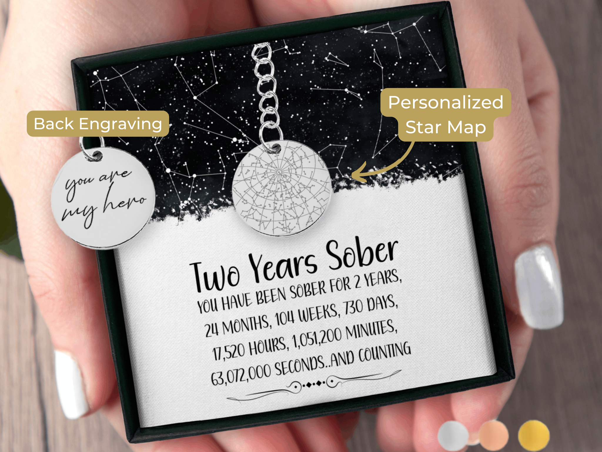 Two Years Sober Custom Star Map By Date Keychain Sobriety Anniversary Gift