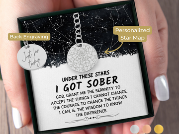 Addiction Recovery Coin Custom Star Map By Date Keychain