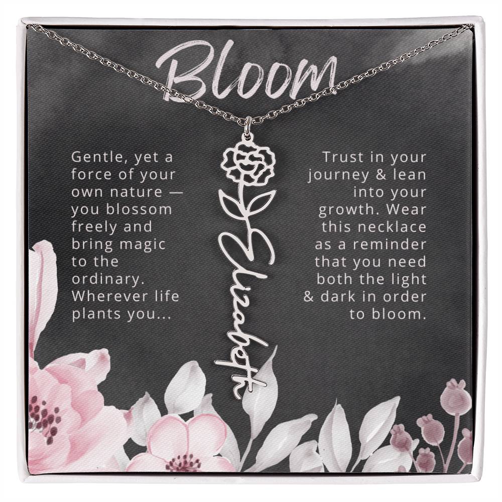 Bloom Personalized Birth Flower Name Necklace Encouragement Gift for Her