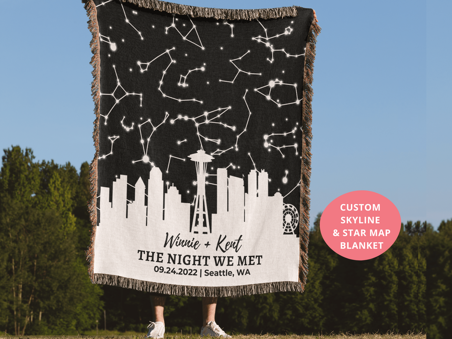 The Night We Met Personalized Blanket for Couple, Custom Throw Blanket, Personalized Gift for Him or Her 2nd Anniversary Gift, Cotton Anniversary Gift