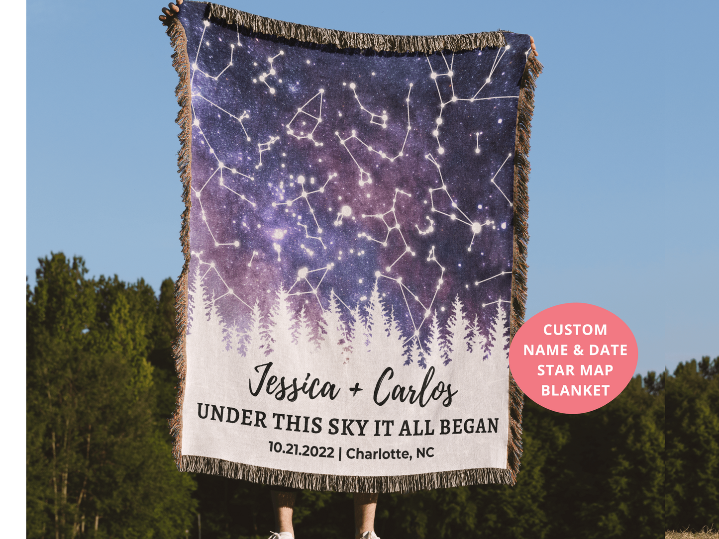 Stars The Night We Met Custom Star Map Blanket - Unique Christmas Gift, Star Map By Date Anniversary Gift, Night Sky Print Personalized Gift