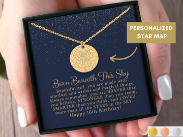 Custom Star Map Necklace-16th Birthday Gift