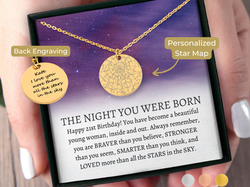 21st Birthday Gift for Her Custom Star Map Necklace