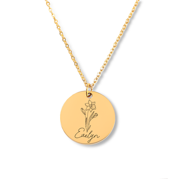 Mother In Law Gift | Personalized Birth Flower Name Necklace