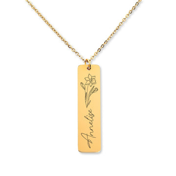 New Mom Gift Jewelry | Baby Name & Birth Flower Necklace