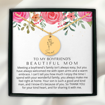 To My Boyfriends Mom | Personalized Birth Flower Name Necklace