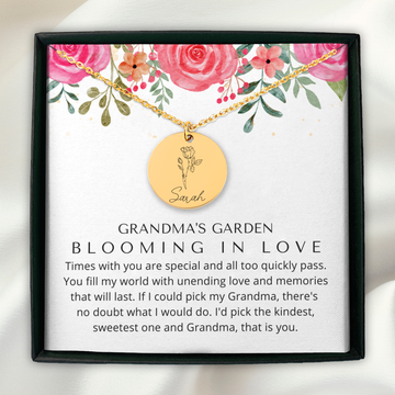 Gift for Grandma from Grandchild | Name & Birth Flower Necklace