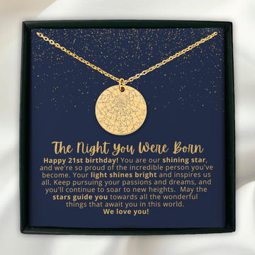 21st Birthday Gift from Parents Custom Star Map Necklace