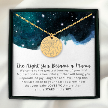 New Mom Necklace, Custom Star Map By Date