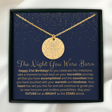 21st Birthday Gift Personalized Star Map Necklace