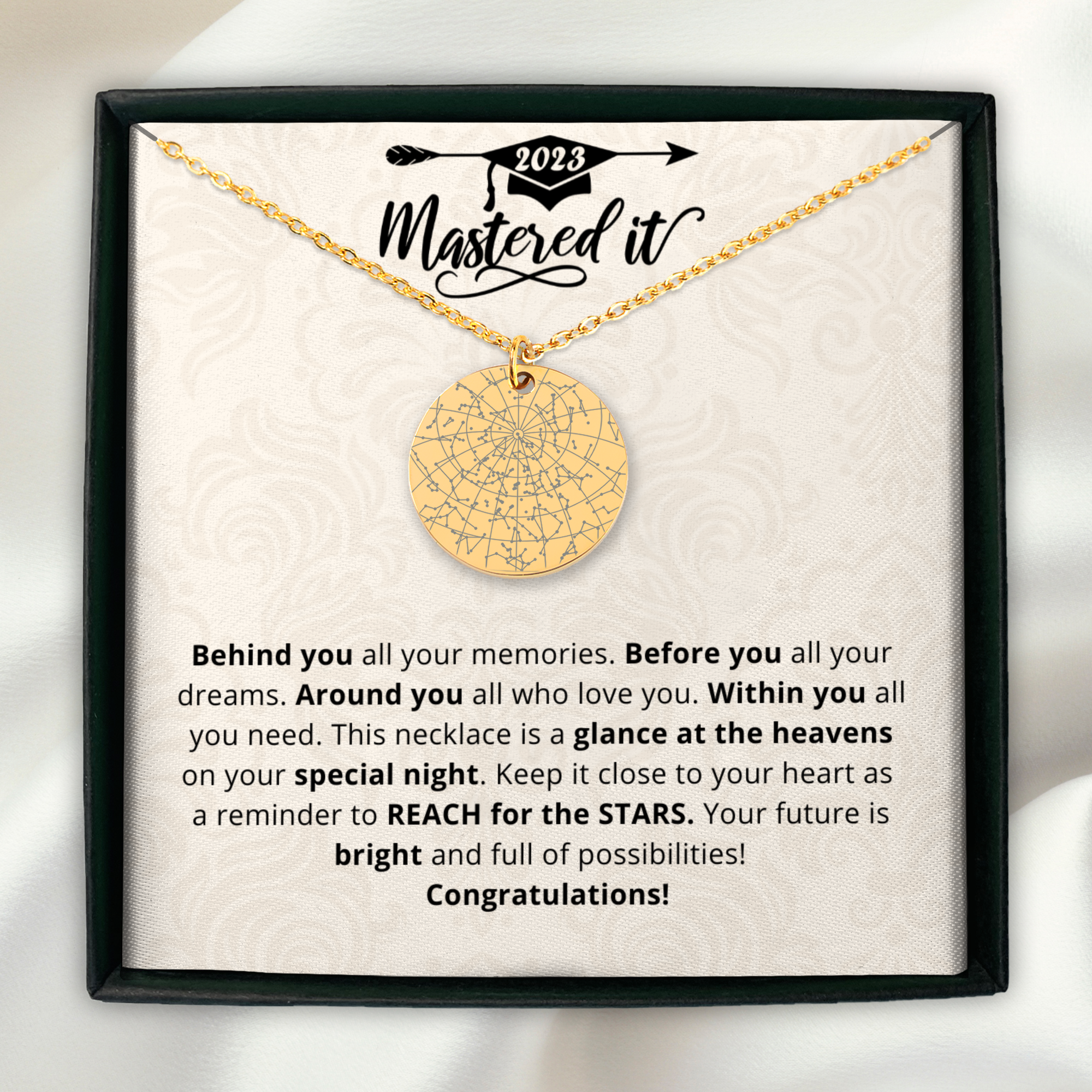 Masters Degree Gift Custom Star Map Necklace