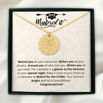 Masters Degree Gift Custom Star Map Necklace