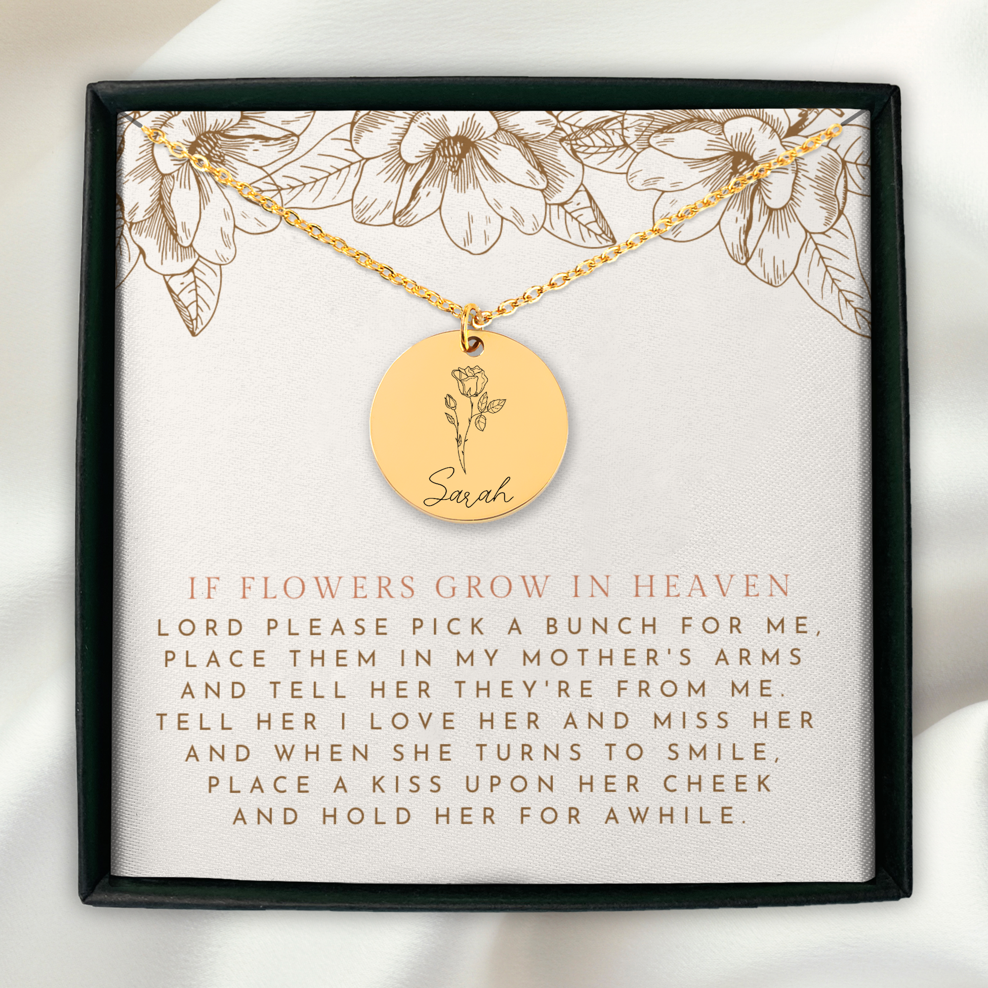 Loss of Mom Memorial Gift Name & Birth Flower Necklace