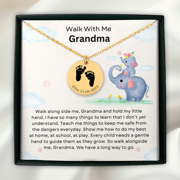 Actual Feet Print Necklace for New Grandma from Baby