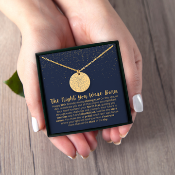 30th Birthday Gift Custom Star Map By Date Necklace