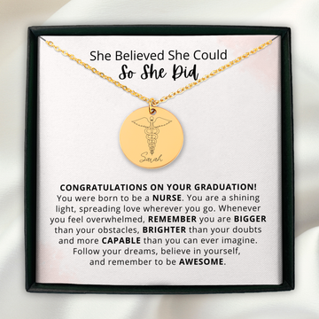 Nurse Graduation Caduceus Name Necklace