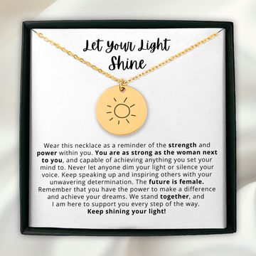 Girl Power Gift for Daughters & Friends Sun Necklace