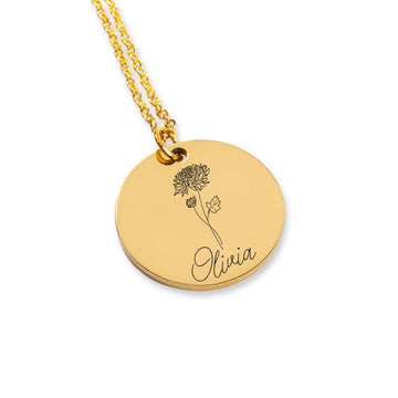 Mom Gift From Daughter Personalized Name & Birth Flower Necklace