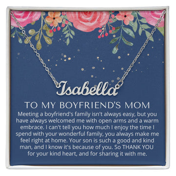 To My Boyfriends Mom Personalized Name Necklace, Nameplate Necklace