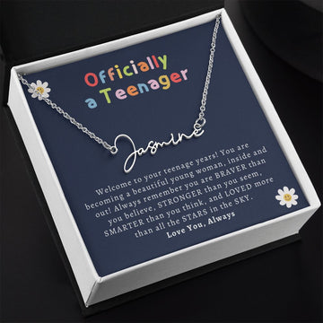 Officially a Teenager Personalized 13th Birthday Name Necklace