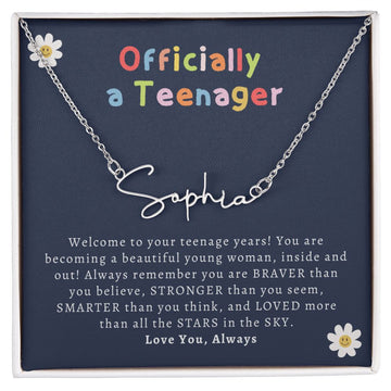 Officially a Teenager Personalized 13th Birthday Name Necklace