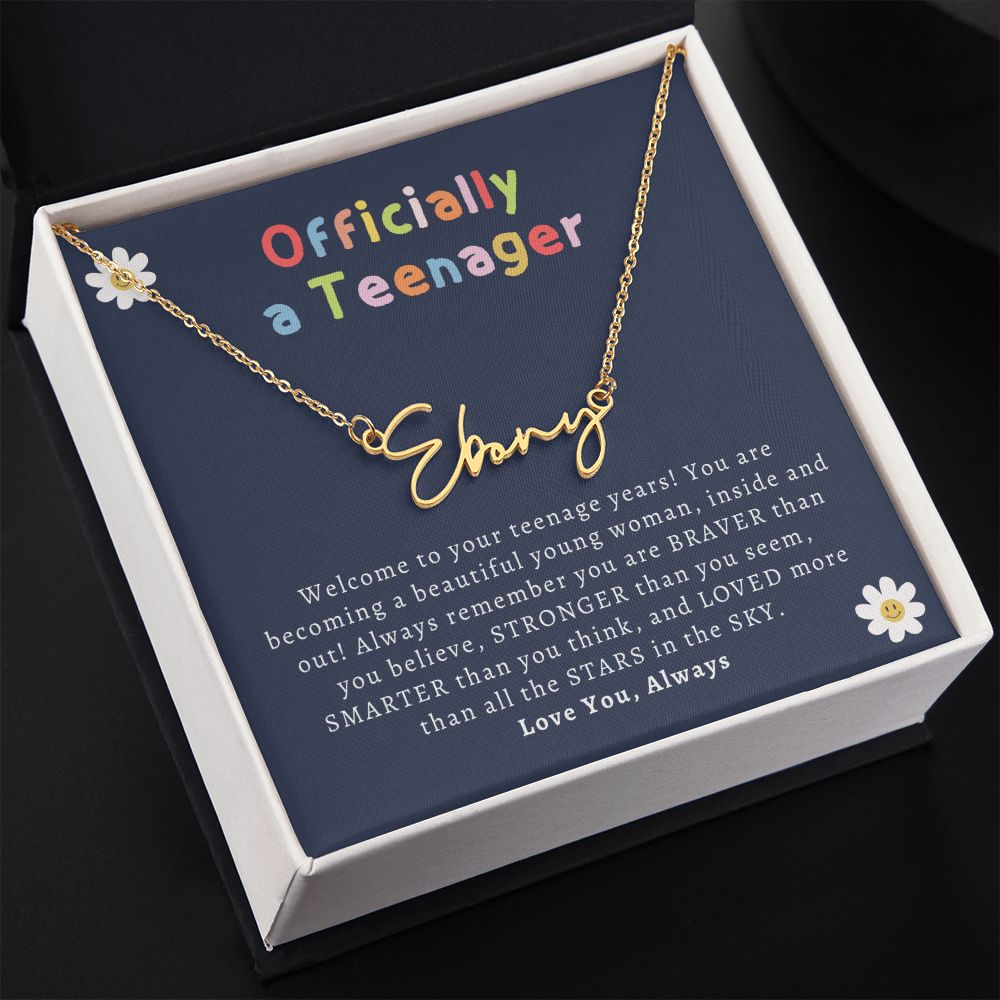 Officially a Teenager Signature Name Necklace