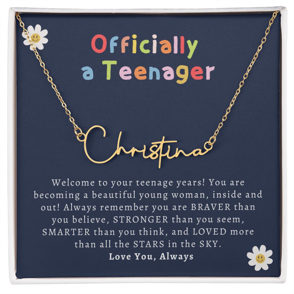 Officially a Teenager Signature Name Necklace