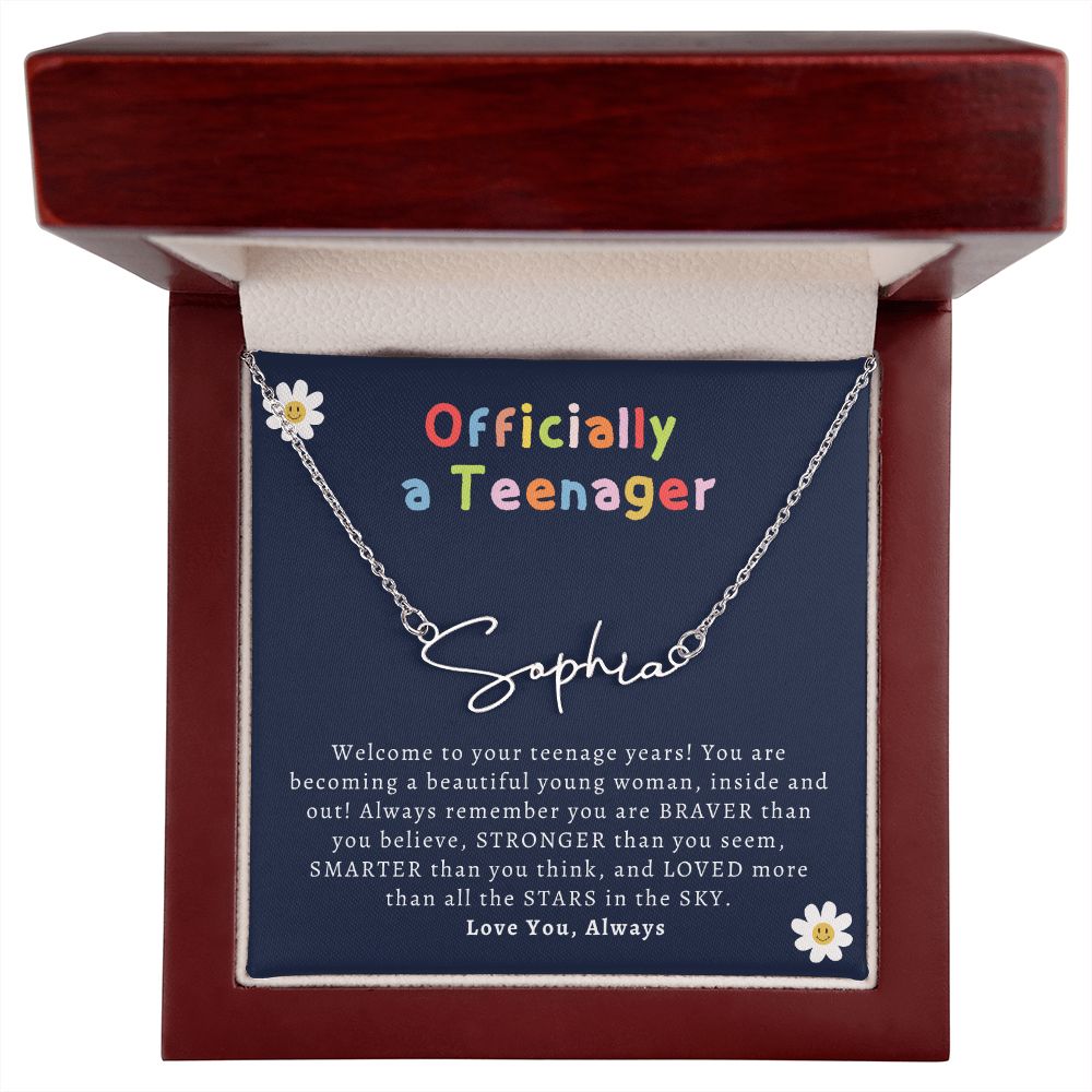 Officially a Teenager Signature Name Necklace