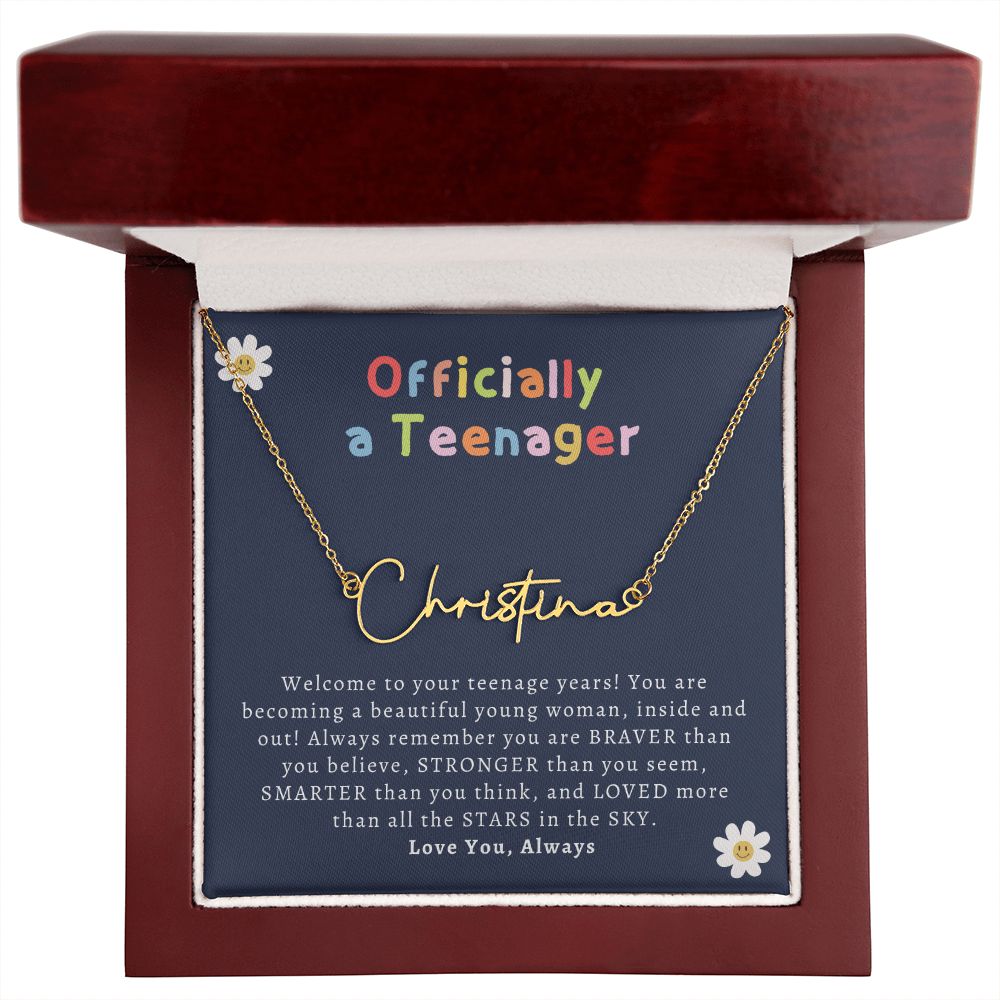 Officially a Teenager Signature Name Necklace
